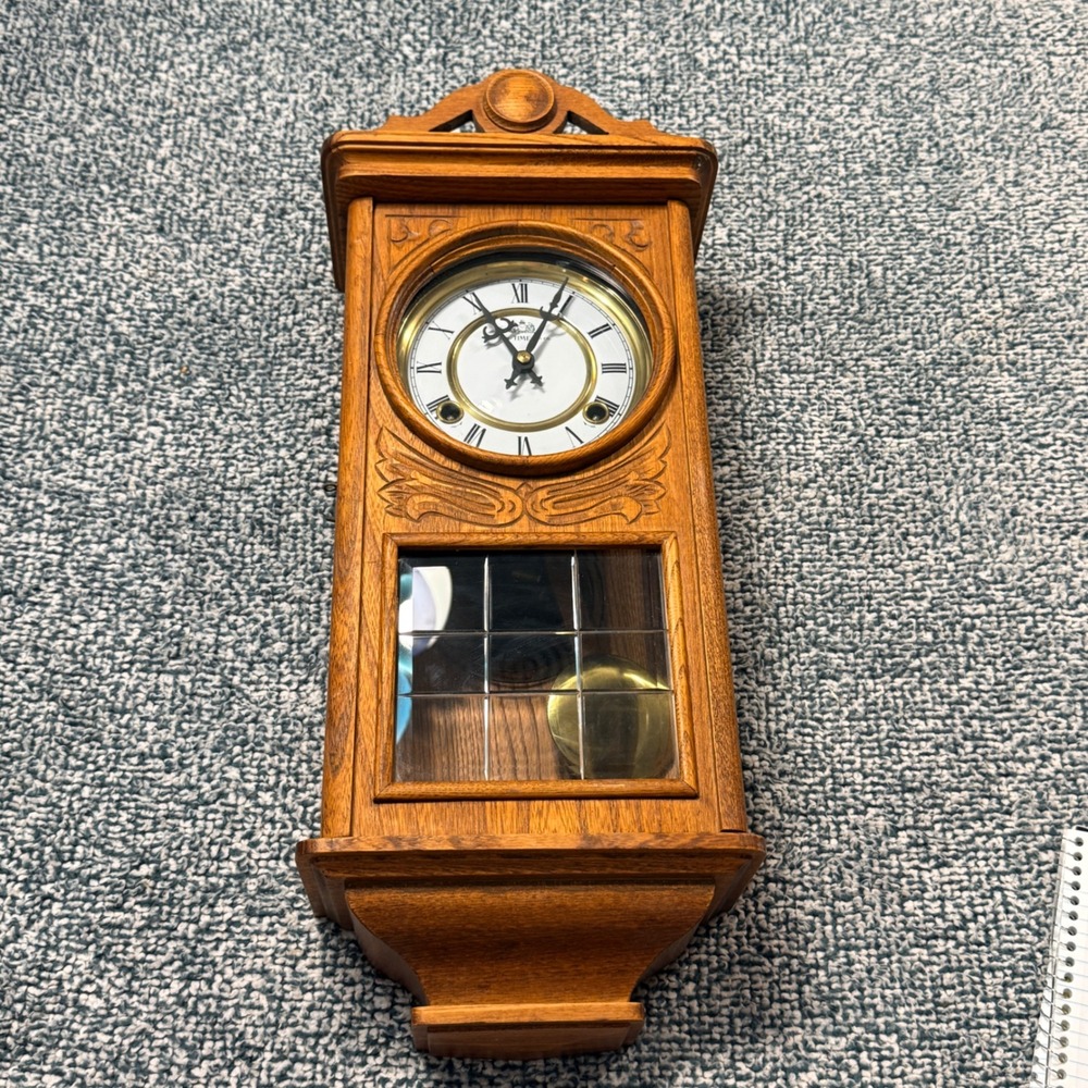 Centennial Parlor Clock No. G1299 The Time Co Wood Wall Pendulum Roman Numeral